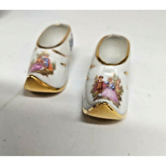 LIMOGES FRANCE RARE MINATURE PORCELAIN SLIPPERS SET OF TWO - Picture 8 of 10
